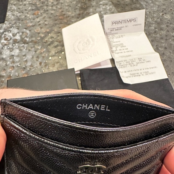 2017 Chanel Iridescent Caviar Chevron Card Case - Picture 7 of 9